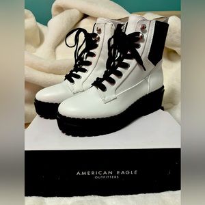 American Eagle Outfitters White Combat Boots